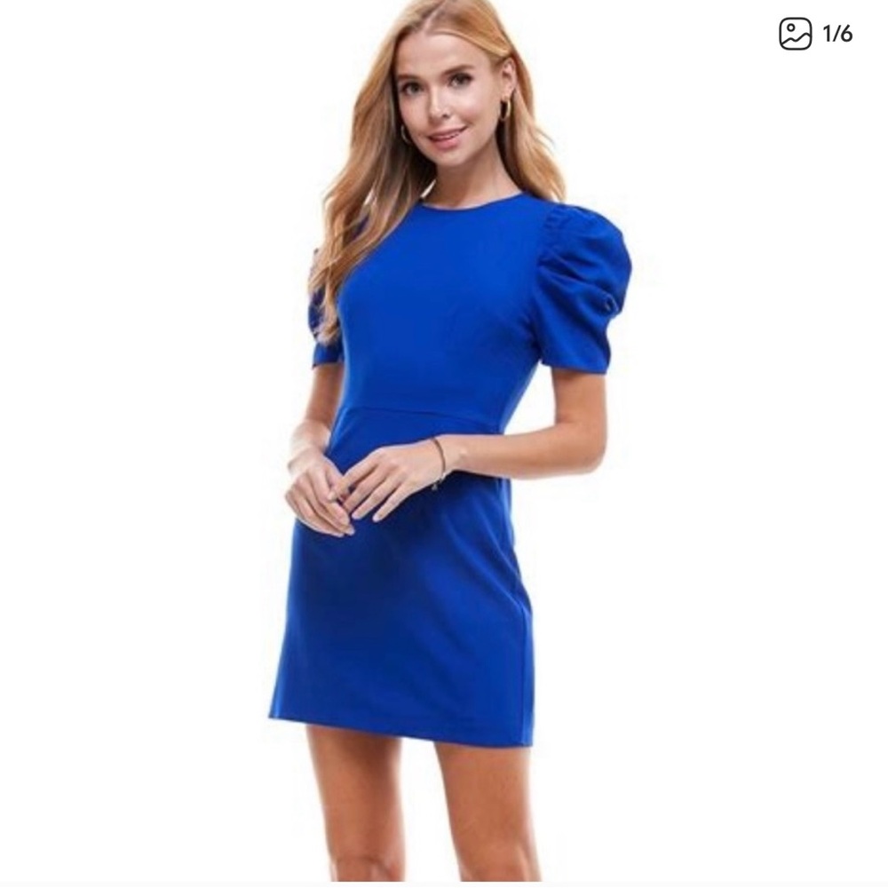TCEC Royal Blue puff sleeve mini dress